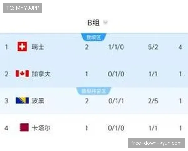 波黑世界杯B组数据：三场比赛积4分晋级